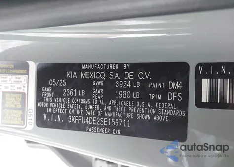 2025 Kia K4 Ex from USA, damaged, VIN 3KPFU4DE2SE156711
